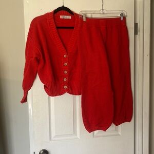 FP Beach Red Knit Matching Set | XS